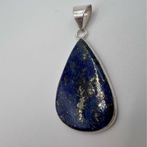 Teardrop Lapis Lazuli Silver Plated Necklace Pendant